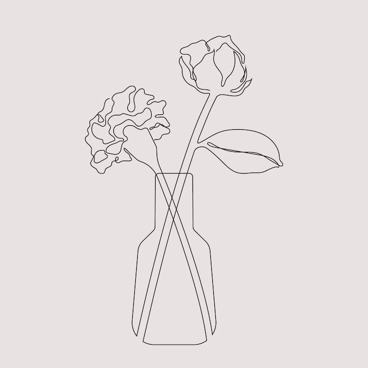 Vettore gratuito semplici contorni di fiori disegnati a mano