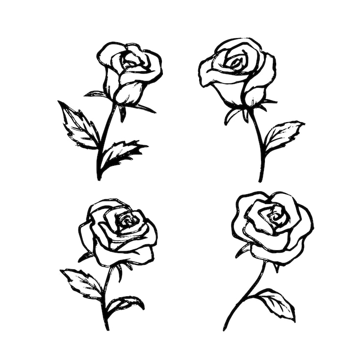 Vettore gratuito semplici contorni di fiori disegnati a mano