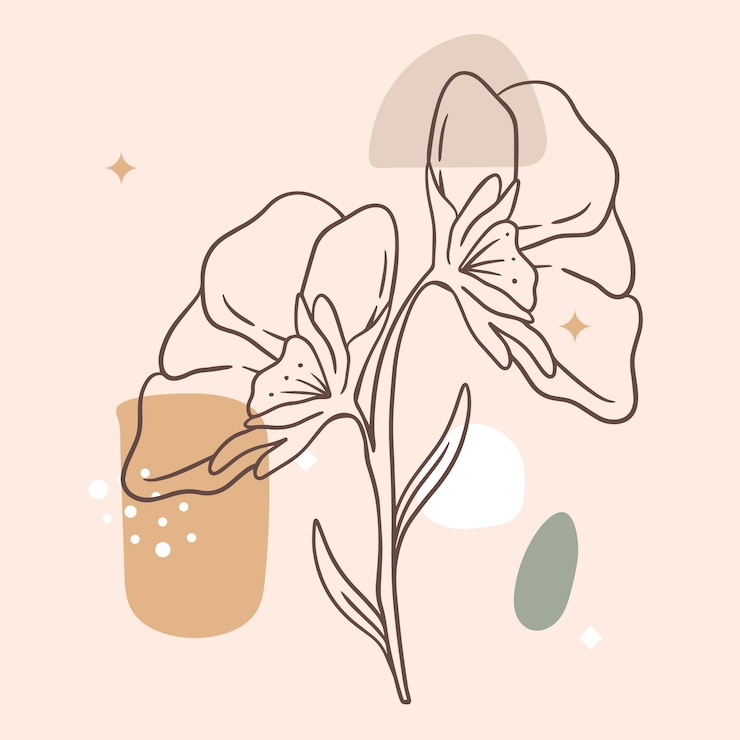 Vettore gratuito semplici contorni di fiori disegnati a mano