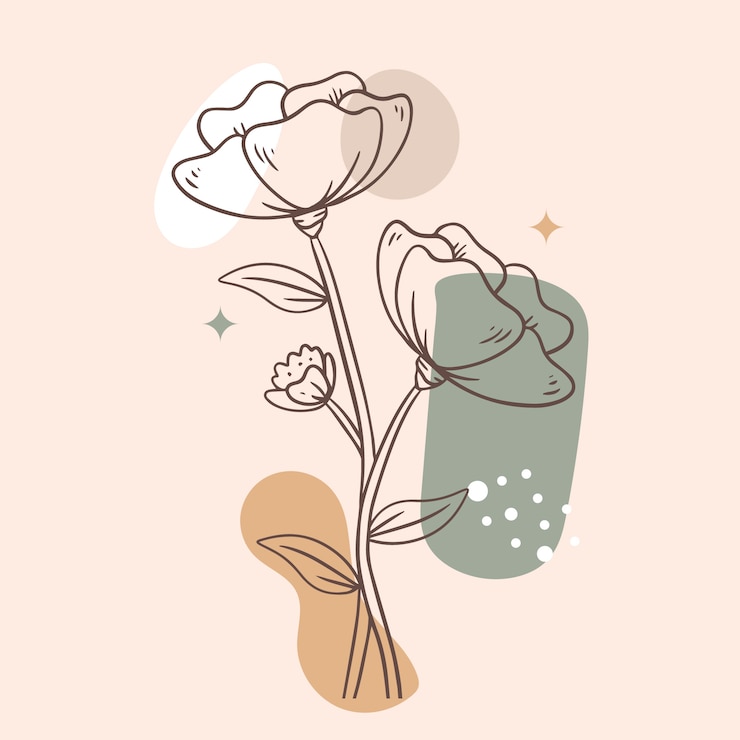Vettore gratuito semplici contorni di fiori disegnati a mano
