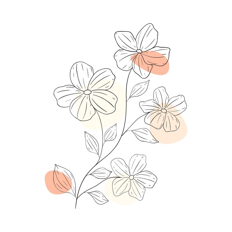 Vettore gratuito semplici contorni di fiori disegnati a mano