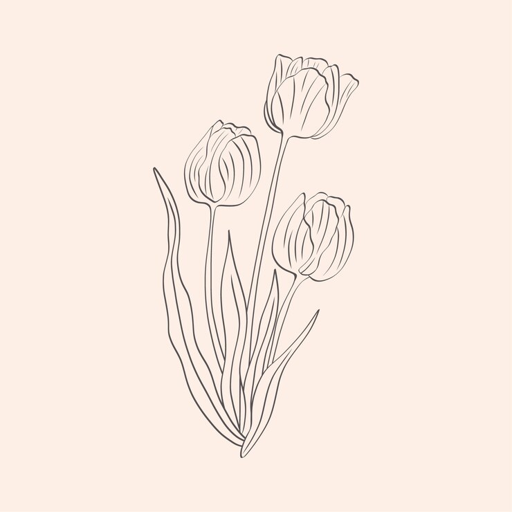 Vettore gratuito semplici contorni di fiori disegnati a mano