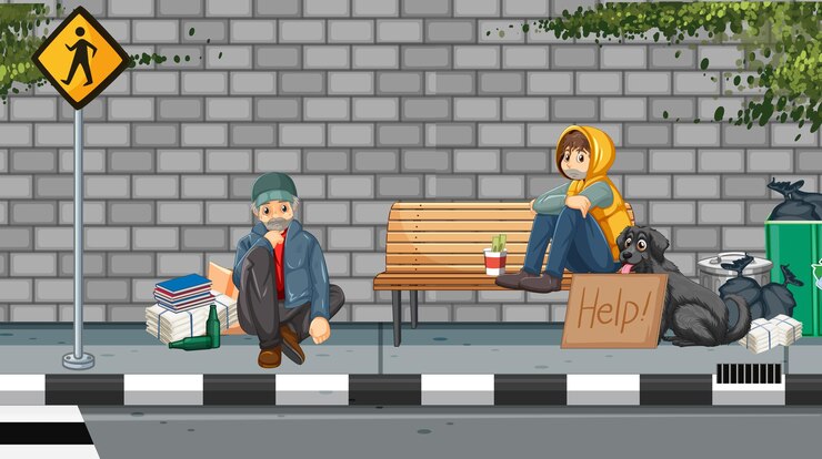 Vettore gratuito senzatetto in città