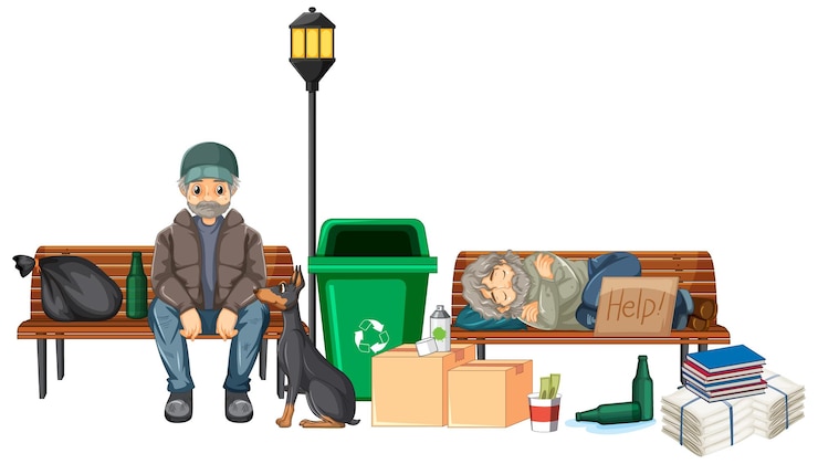 Vettore gratuito senzatetto in città