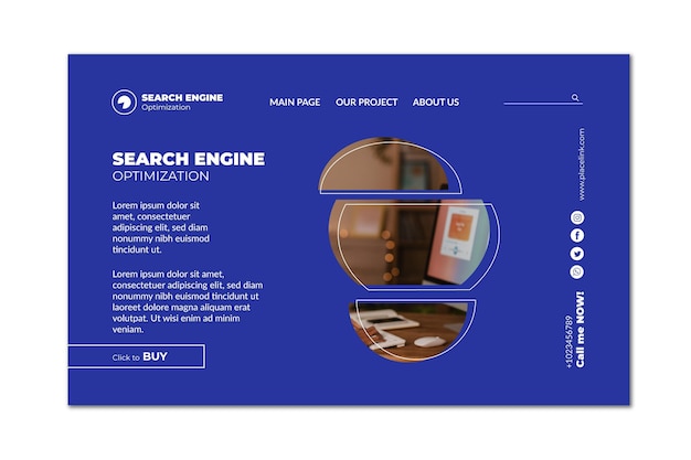 Seo modello di pagina di destinazione del contenuto virtuale