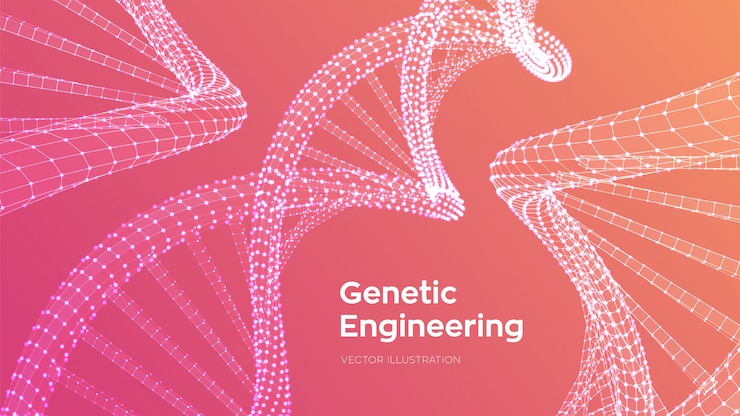 Vettore gratuito sequenza del dna. maglia metallica della struttura delle molecole di codice del dna di wireframe.