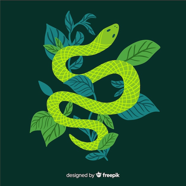Serpente piatto di vista di Trop con il fondo delle foglie