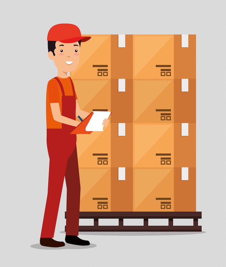Vettore gratuito servizi logistici con addetto alla consegna