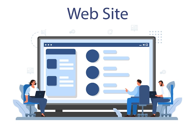 Servizio o piattaforma online per negoziazioni commerciali Pianificazione e sviluppo aziendale Brainstorming di partnership commerciali future o processo di lavoro di squadra Sito Web online Illustrazione vettoriale piatta isolata