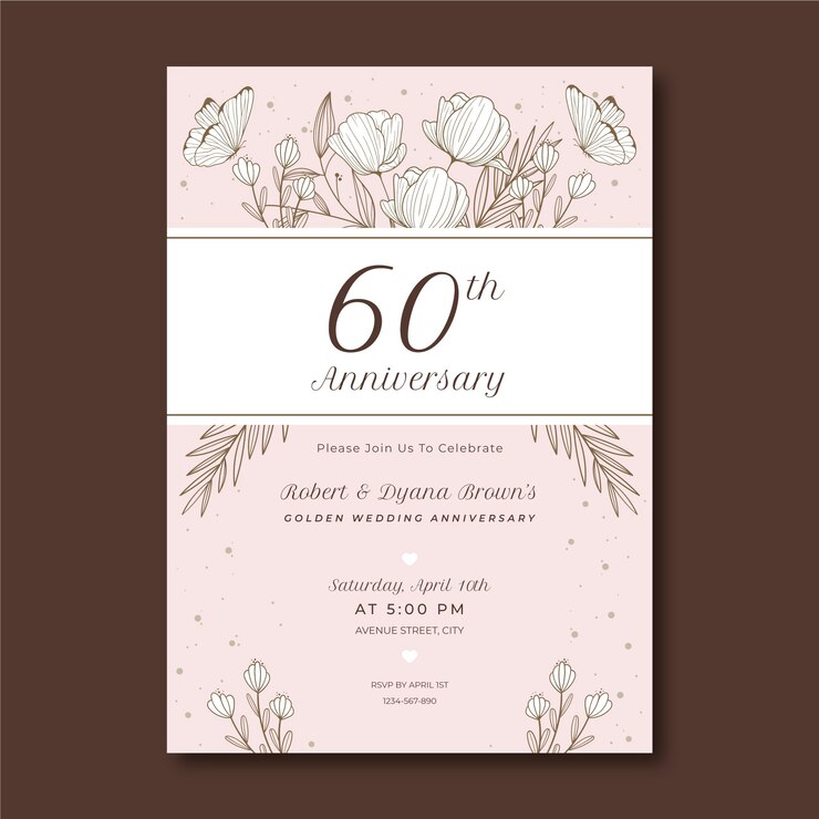 Vettore gratuito sessantesimo anniversario o compleanno disegnato a mano