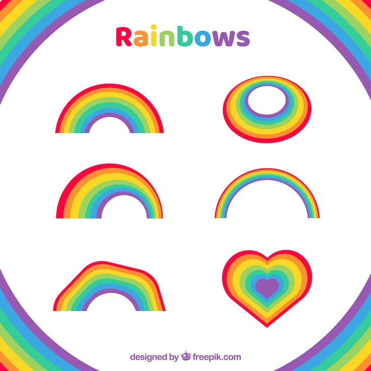 Vettore gratuito set arcobaleno colorato