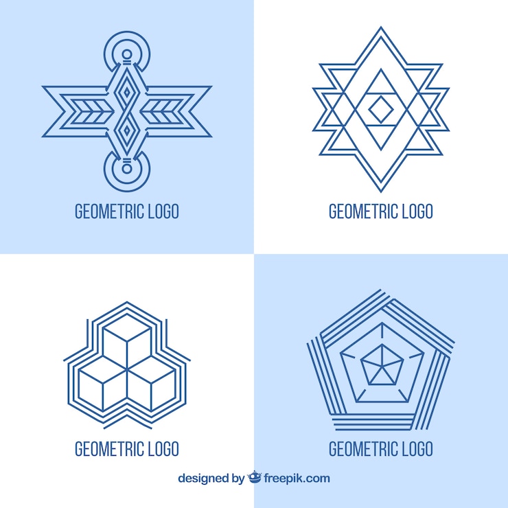 Vettore gratuito set blu logo monoline