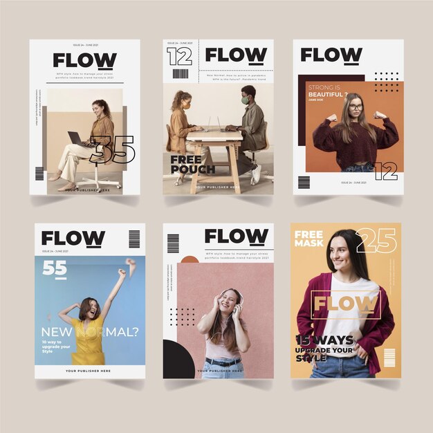 Set copertina di una rivista con foto