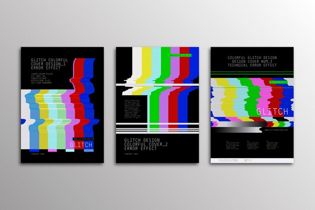 Set copertina glitch design grafico