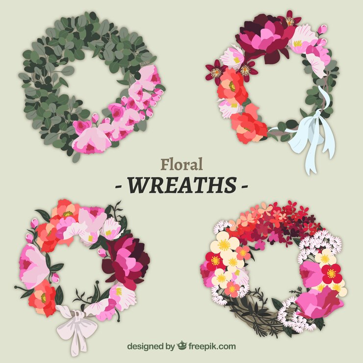Vettore gratuito set corona floreale