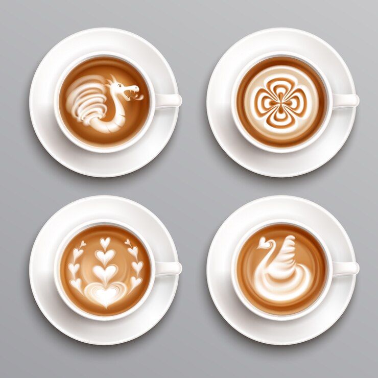 Vettore gratuito set da caffè latte