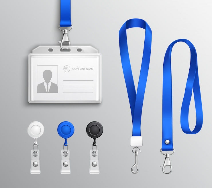 Vettore gratuito set di accessori per badge di identificazione