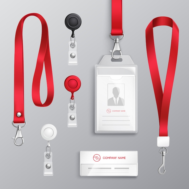 Vettore gratuito set di accessori per badge di identificazione