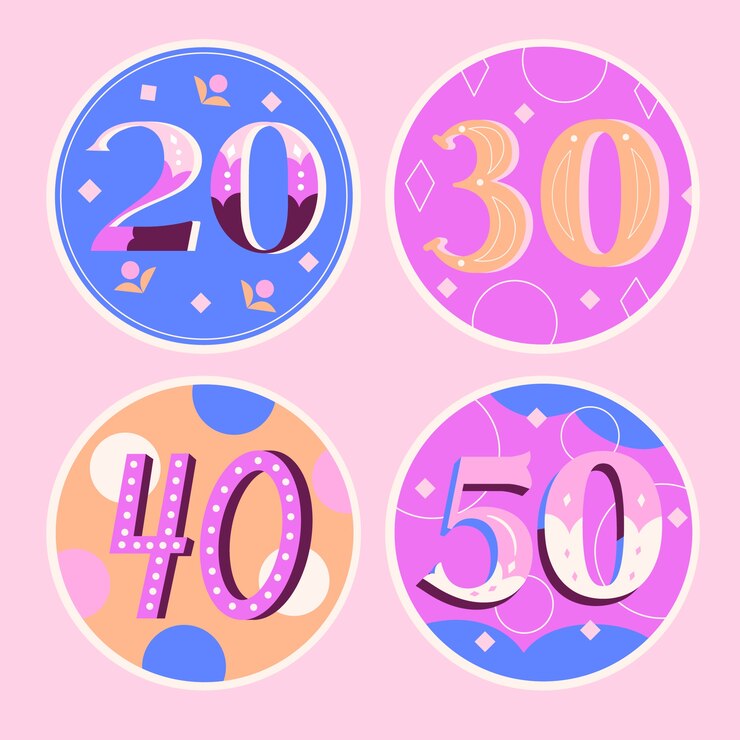 Vettore gratuito set di adesivi con numeri di anniversario