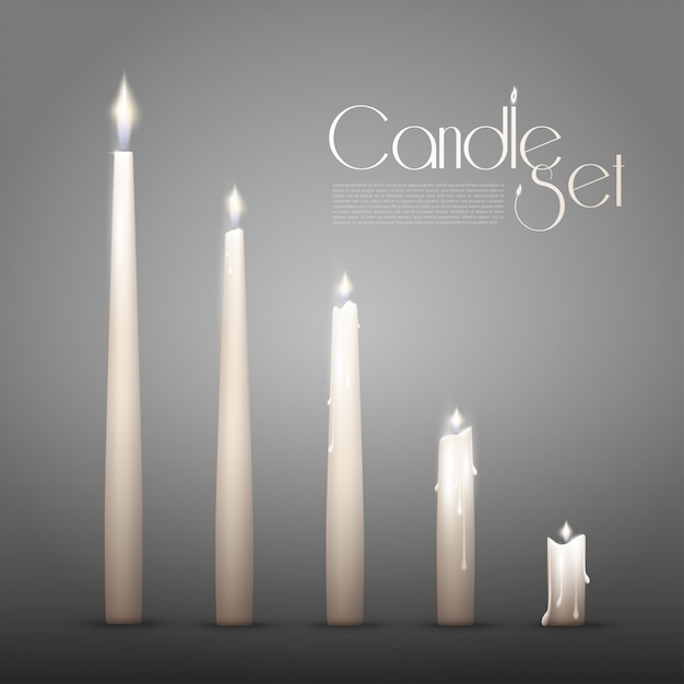 Set di animazione di candele accese aromatiche