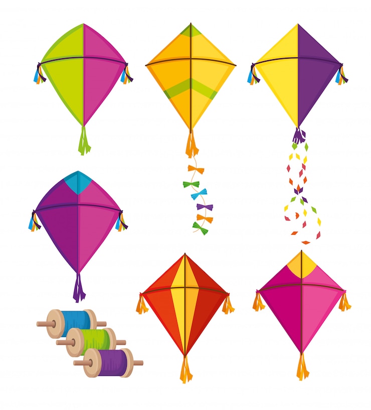 Vettore gratuito set di aquiloni makar sankranti