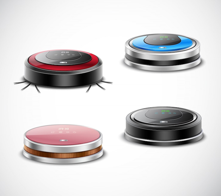 Vettore gratuito set di aspirapolvere robot