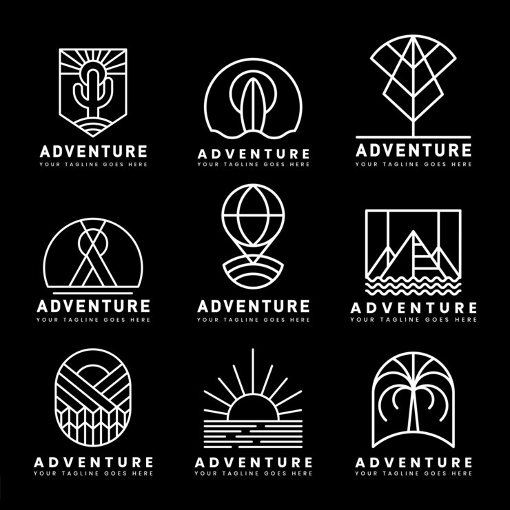Vettore gratuito set di avventura logo vettoriale