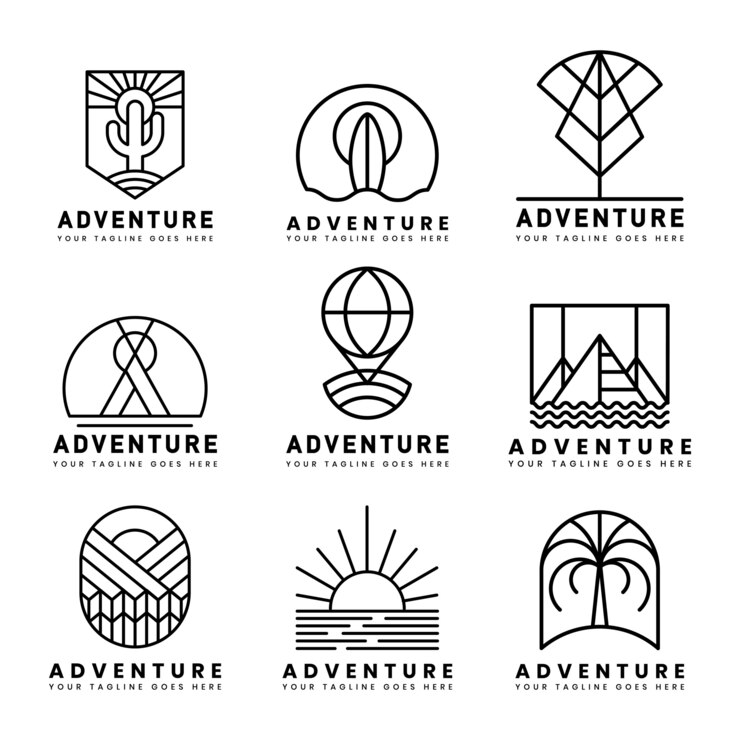 Vettore gratuito set di avventura logo vettoriale