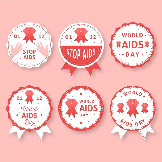 Set di badge giornata mondiale contro l'AIDS