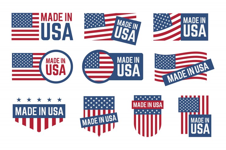 Vettore gratuito set di badge made in usa