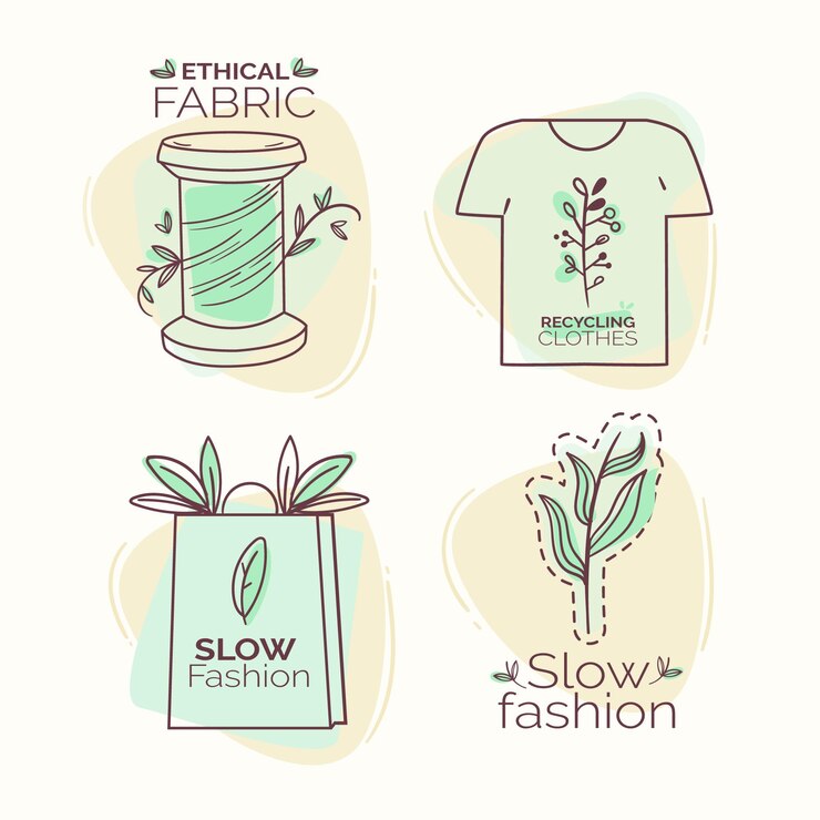 Vettore gratuito set di badge piatto lento moda