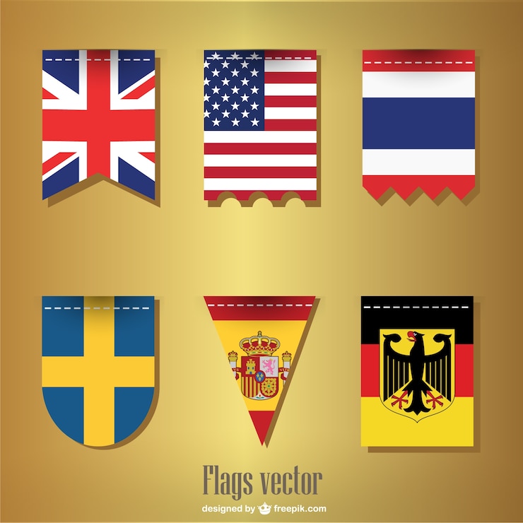 Vettore gratuito set di bandiere del nastro vettore