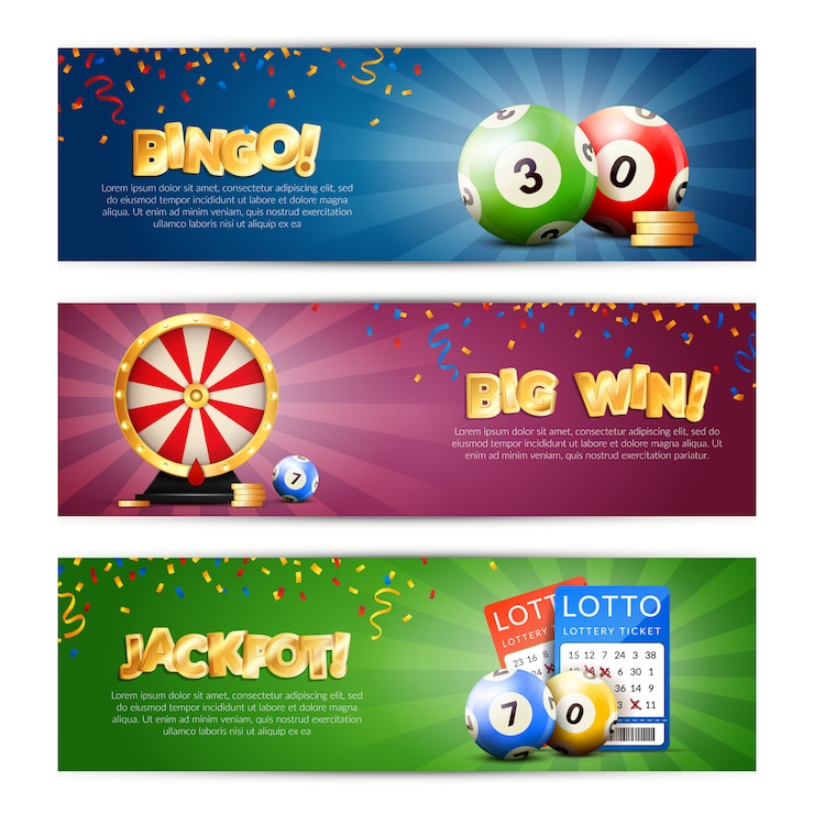 Vettore gratuito set di bandiere jackpot della lotteria