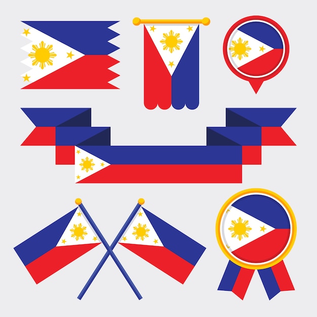 Set di bandiere piatte filippine