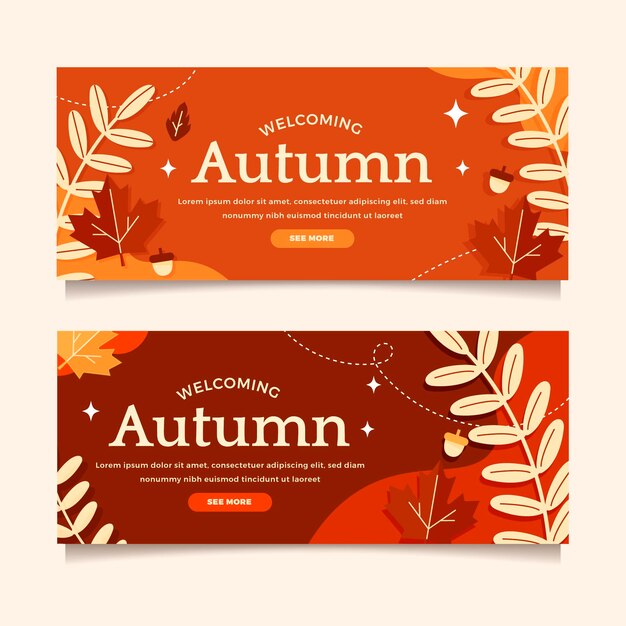 Set di banner autunnali piatti