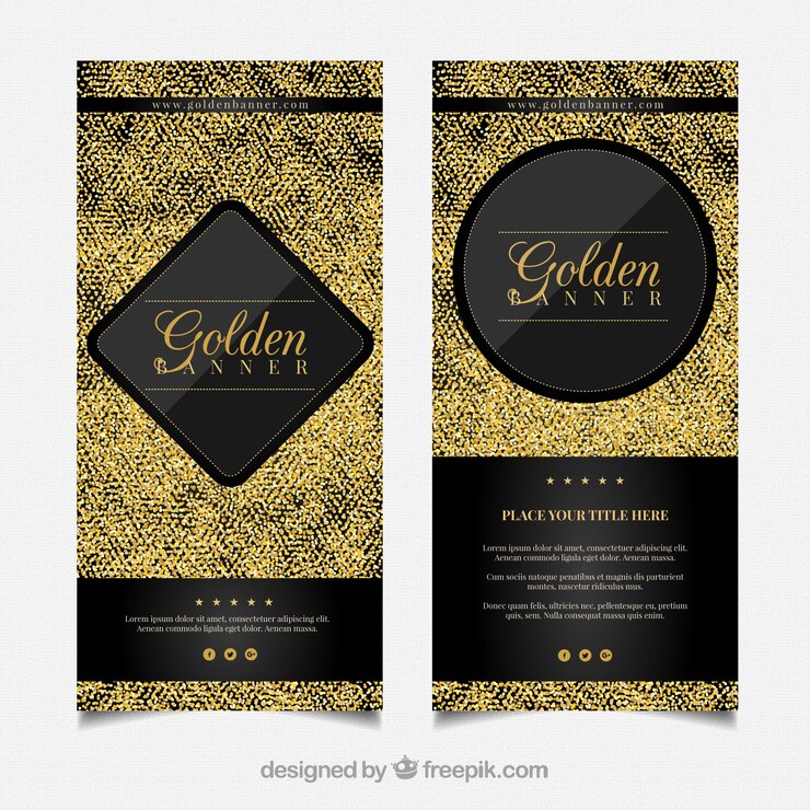 Vettore gratuito set di banner bella d'oro