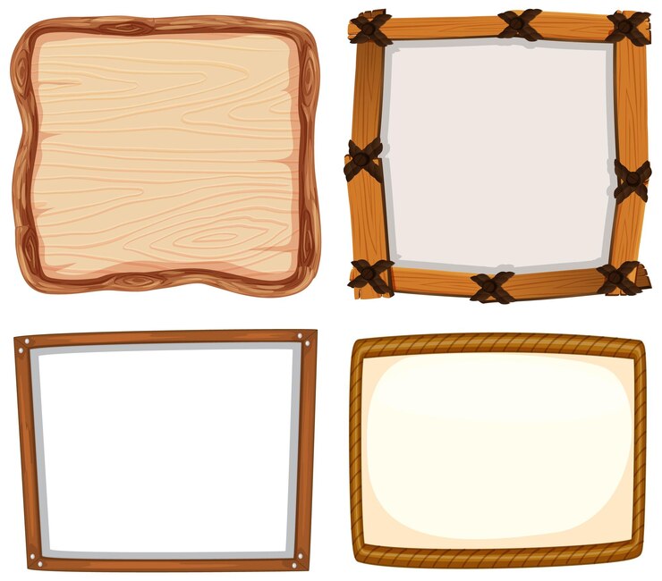 Vettore gratuito set di banner cartello in legno