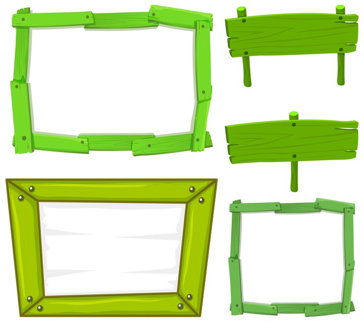 Vettore gratuito set di banner con cartello in legno di colore verde
