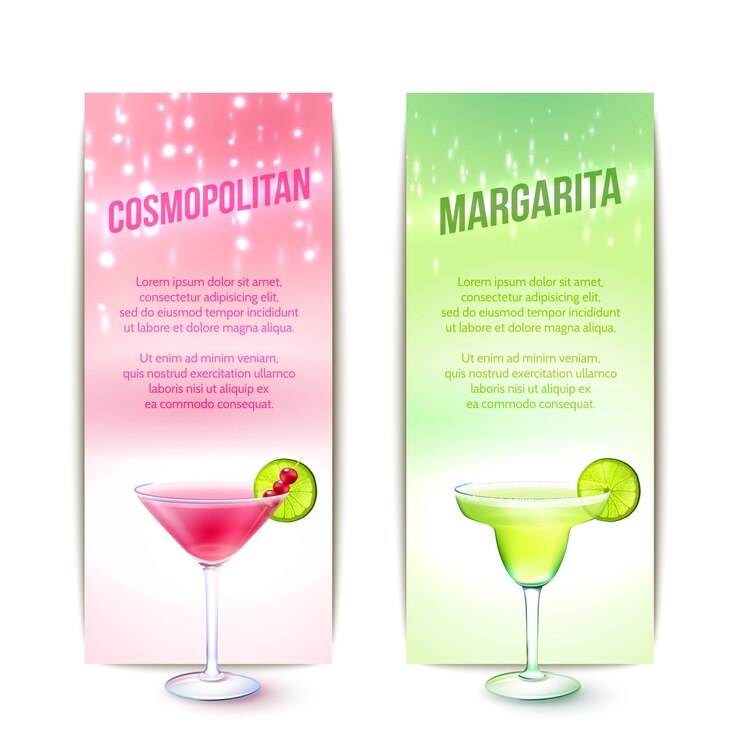 Vettore gratuito set di banner di cocktail