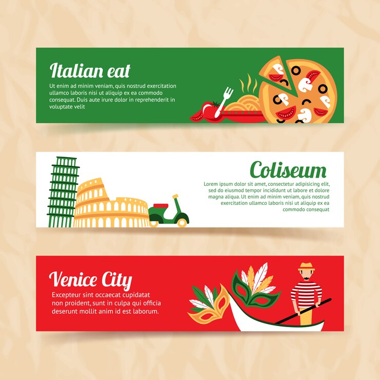 Vettore gratuito set di banner di italia