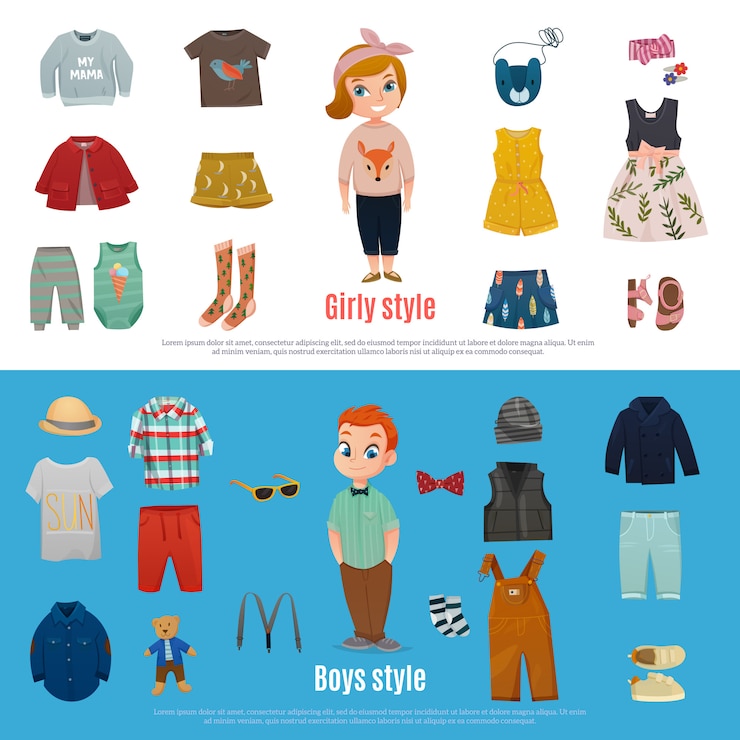 Vettore gratuito set di banner di moda bambino
