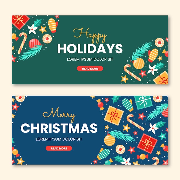 Set di banner di natale piatto buone feste