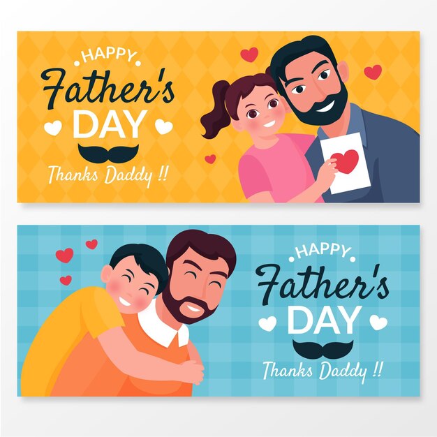Set di banner festa del papà piatto organico