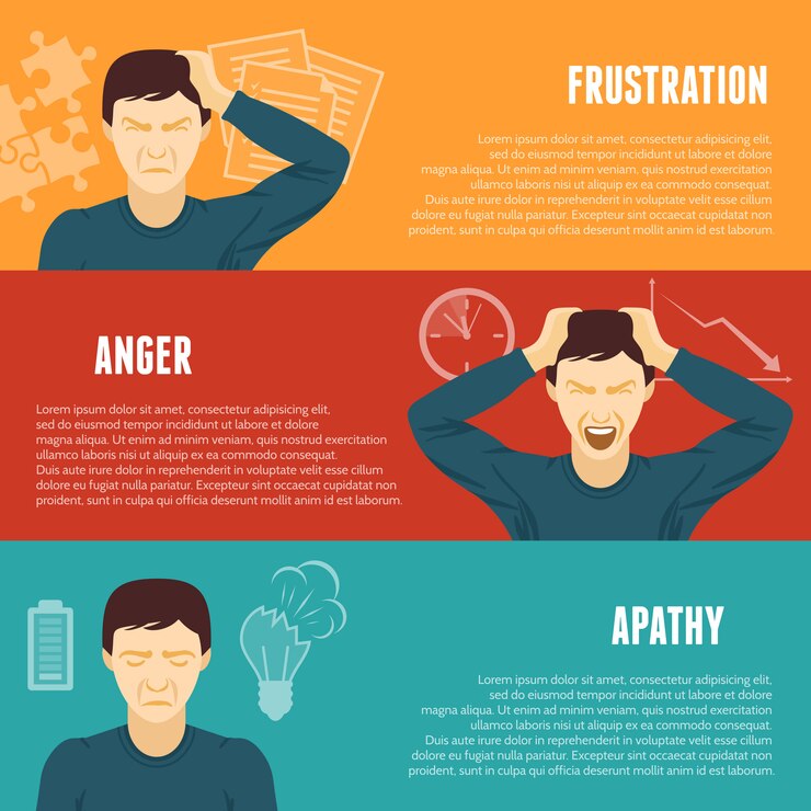 Vettore gratuito set di banner orizzontale di concetto di stress