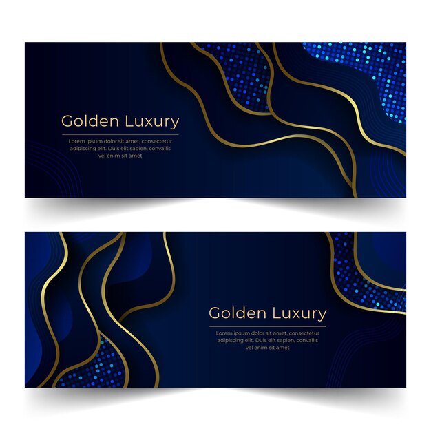 Set di banner orizzontali di lusso dorato sfumato