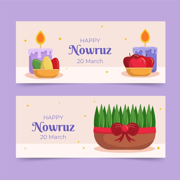 Set di banner orizzontali flat happy nowruz