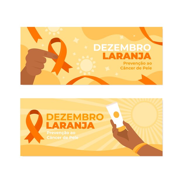 Set di banner orizzontali piatti dezembro laranja disegnati a mano