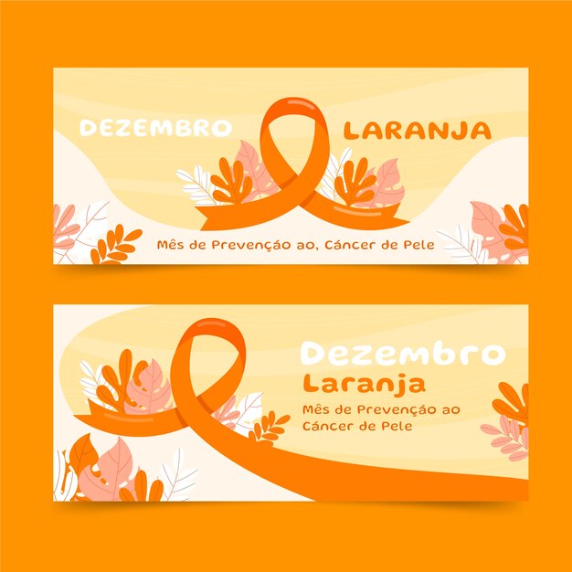 Set di banner orizzontali piatti dezembro laranja disegnati a mano