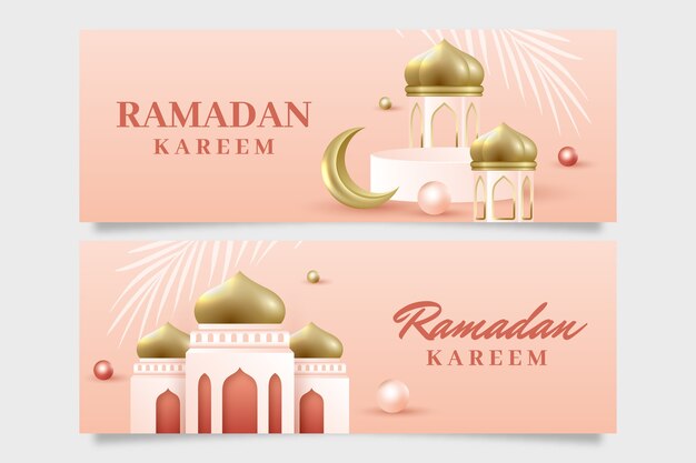 Set di banner orizzontali ramadan realistici