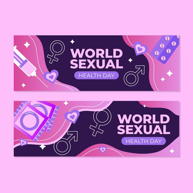 Set di banner per la giornata mondiale della salute sessuale sfumata